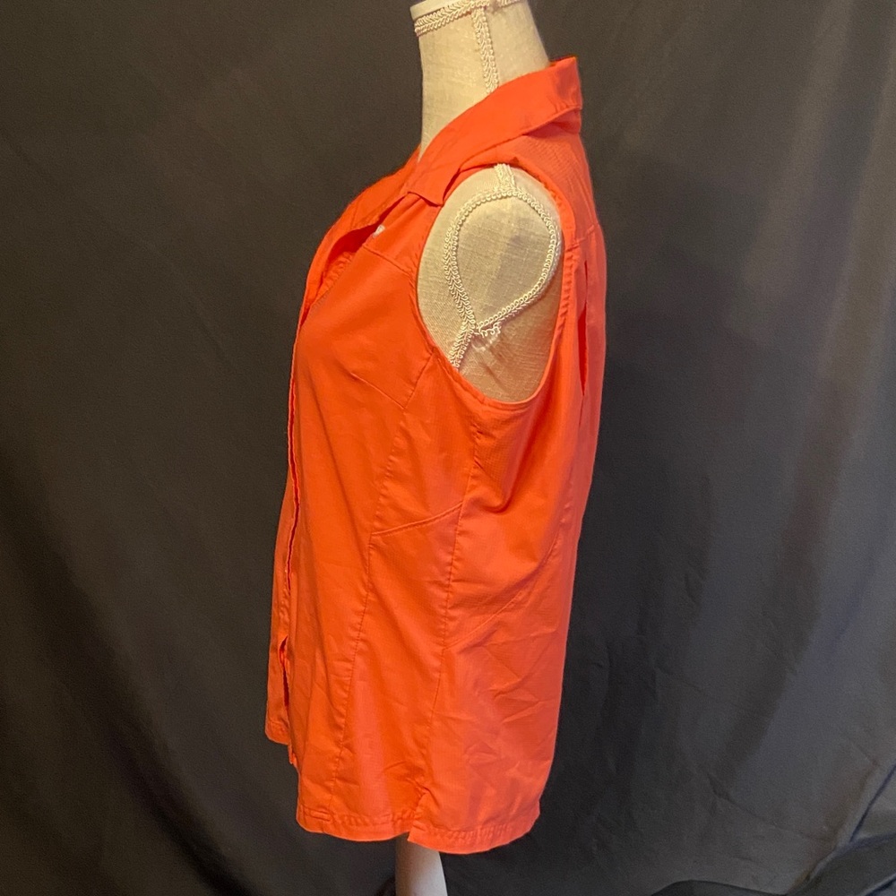 Columbia Women's Sleeveless Button-Down Shirt - Bright Orange - Picture 6 of 7